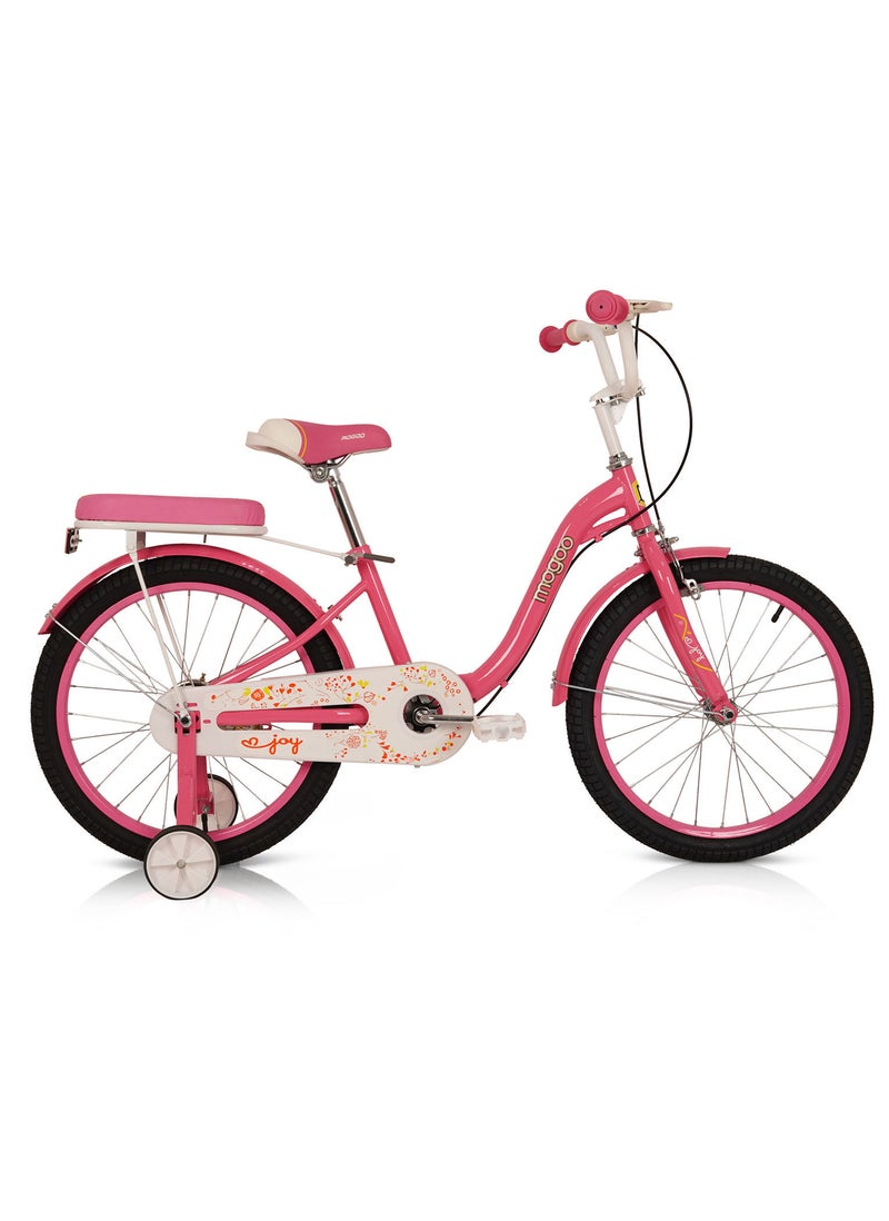 Mogoo Girl's Joy Road Bike With Basket and Training Wheels for 7-10 Years 20 Inch Light Pink