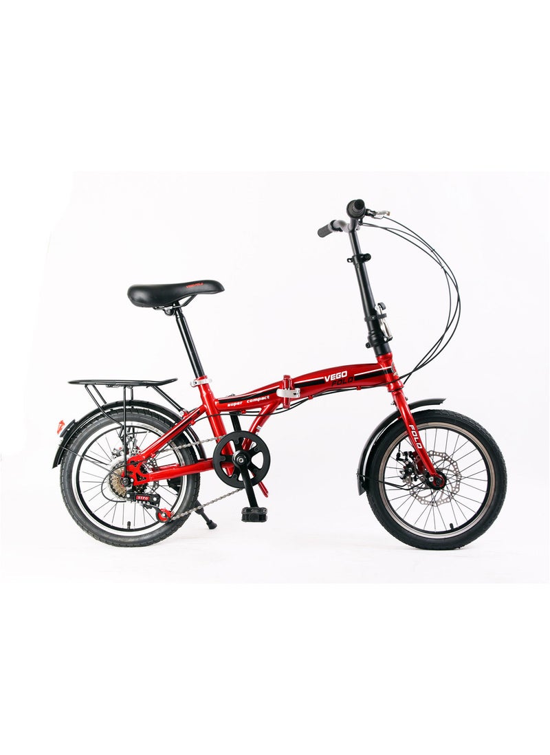 Vego Fold Folding Bike 6 Speed 16 Inch - Red