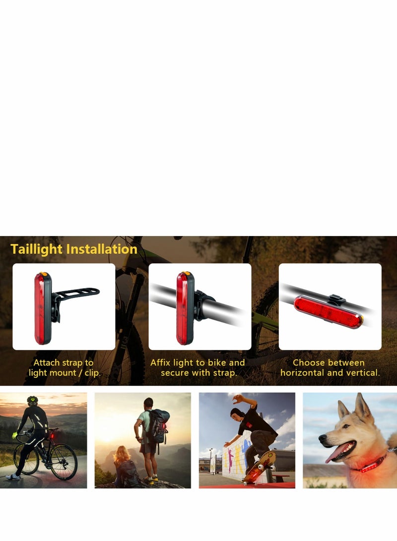 Bike Tail Light 2 Pack, Rear Back Lights for Night Riding, Bicycle Taillights with Great Battery Life, Easy to Install On Any or Helmet, 7 Mode Options, USB Rechargeable(Red)