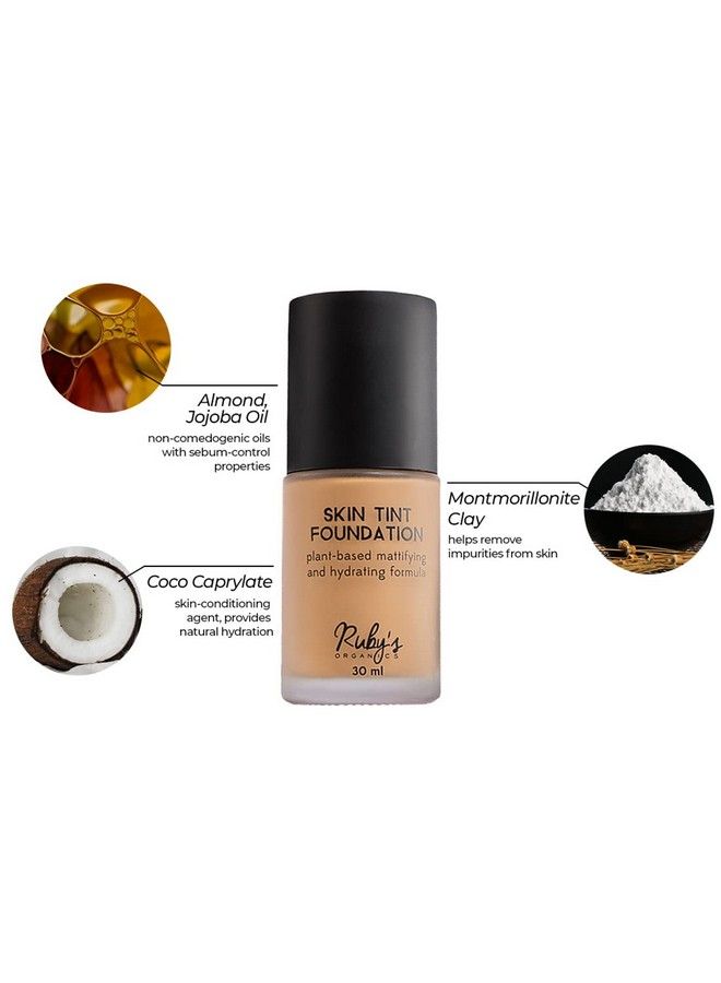 Skin Tint Mattifying Liquid Foundation ; Medium Coverage Matte Finish Breathable ; Natural Organic Makeup For Sensitive Skin ; Shade L 01 30Ml