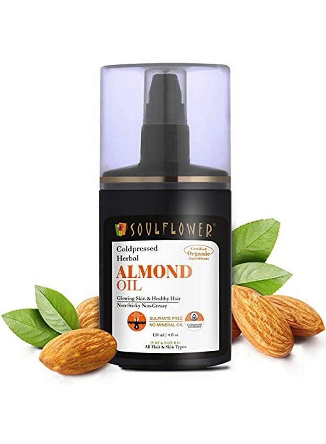 Almond Hair Oil (Badam Tail) With Vitamin E H For Hair Growth Massage And Nourishment Glowing Face And Skin 100% Pure Coldpressedthick Consistency 120Ml