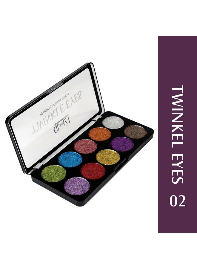 Glam21 Twinkle Eyes Glitter Palette;10 Cream Based Highly Pigmented Shades;Non Sticky Look 13Gm02