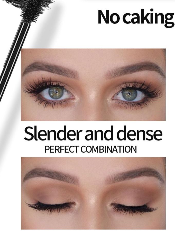 4D Silk Fiber Lash Mascara Long Lasting Waterproof Mascara Curly and Warped Mascara and Eyeliner 3D Set Black Durable Waterproof Eyeliner 2 in 1 set.