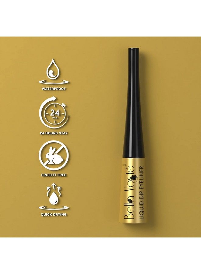 Liquid Eyeliner ; 24 Hr Long Stay ; Easy To Glide ; Waterproof ; Smudgeproof ; No Transfer ; Cruelty Free ; Made In India ;Glossy Gold (05) Glossy Finish