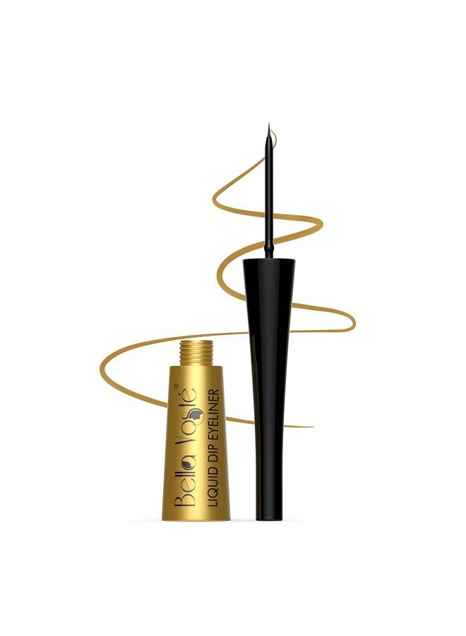 Liquid Eyeliner ; 24 Hr Long Stay ; Easy To Glide ; Waterproof ; Smudgeproof ; No Transfer ; Cruelty Free ; Made In India ;Glossy Gold (05) Glossy Finish