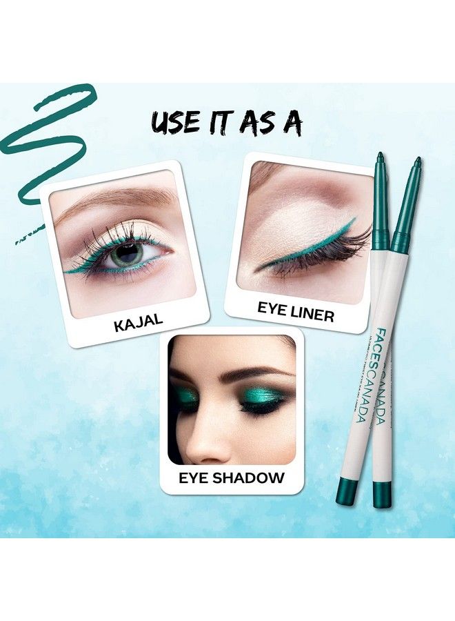 Faces Canada Ultime Pro Twist Eye Kajal Liner Green 0.35G ; High Impact Intense Color In 1 Stroke ; 24Hr Long Stay ; Matte Finish ; Soft Texture ; Waterproof & Smudgeproof ; Made With Carnauba Wax