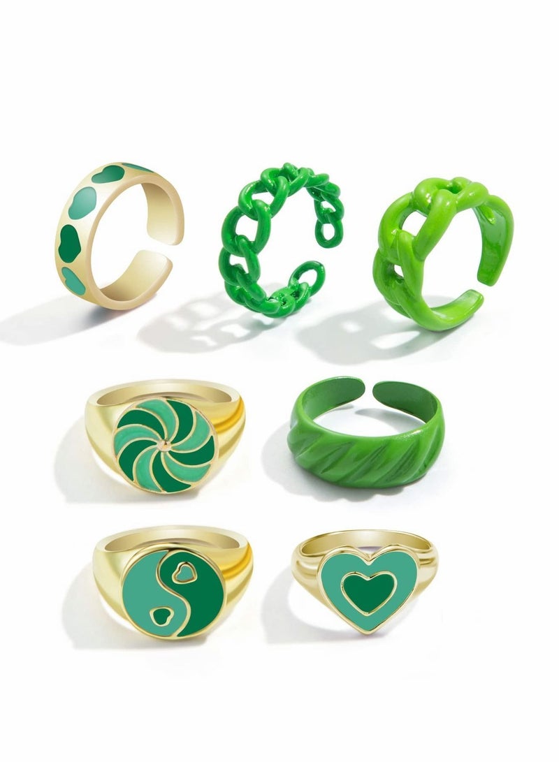 Cute Rings for Women, Chunky Jewelry Fashion Colorful Stackable Sets