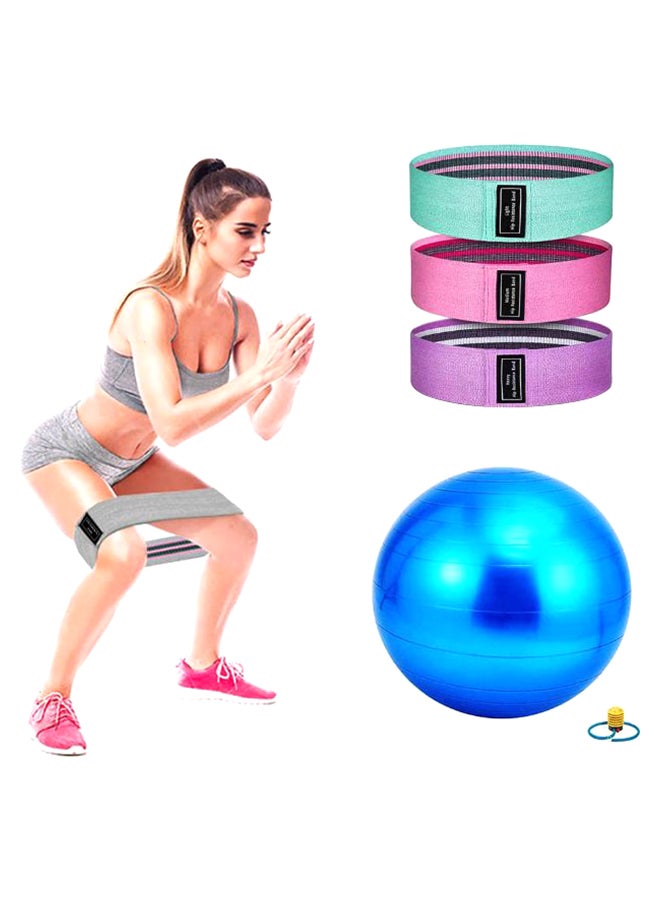 Yoga Gym Swiss Ball with 3-Piece Resistance Band Set 65cm