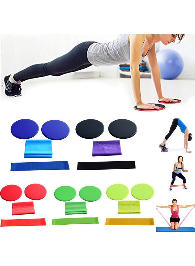 Pair Of One Exercise Sliding Discs With Resistance Ring Elastic Band 20 * 10 * 20cm