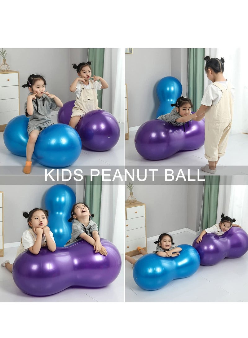 Peanut Ball, Exercise Yoga Balance Stability Sitting Ball, Anti Burst Exercise Ball for Labor Birthing, Kids Sensory Toys, for Home & Gym Fintness, Include Pump & Yoga Strap