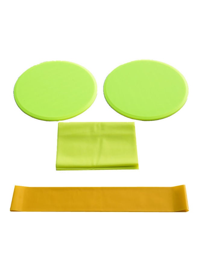 4-Piece Yoga Exercise Sliding Discs With Resistance Ring Elastic Band 1500 x 150 x 0.35mm