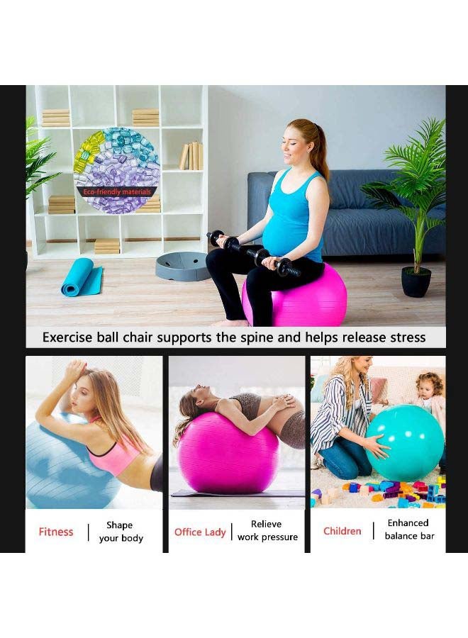 Yoga Gym Swiss Ball with 11-Piece Fitness Resistance Bands Set 65cm