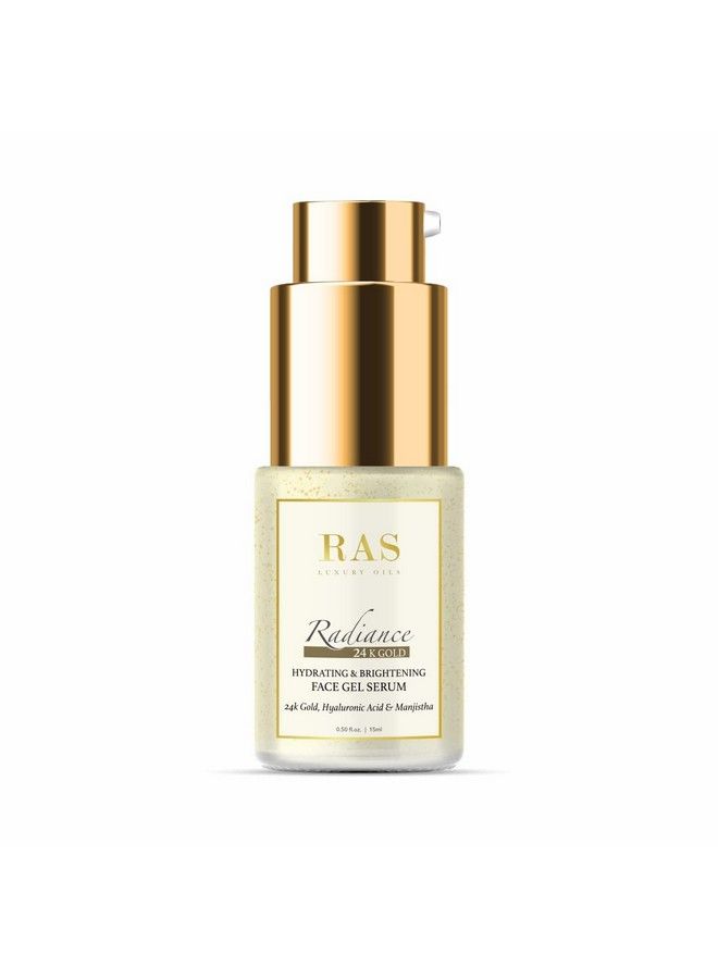 Radiance 24K Gold Brightening Face Gel Serum ; With Manjistha & Rosehip ; Hydrates Skin Improves Skin Texture Fights Blemishes 15 Ml