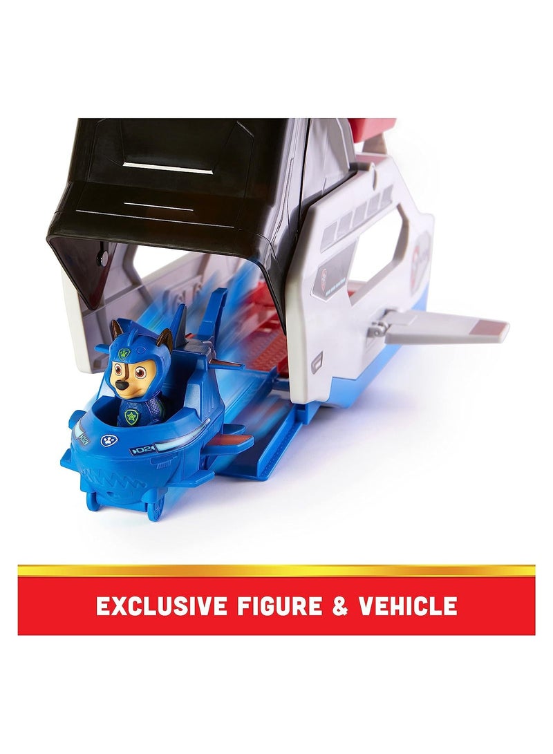 Paw Patrol Aqua Pups Whale Patroller Team Vehicle with Chase Action Figure, Toy Car and Vehicle Launcher, Kids Toys for Ages 3 and up