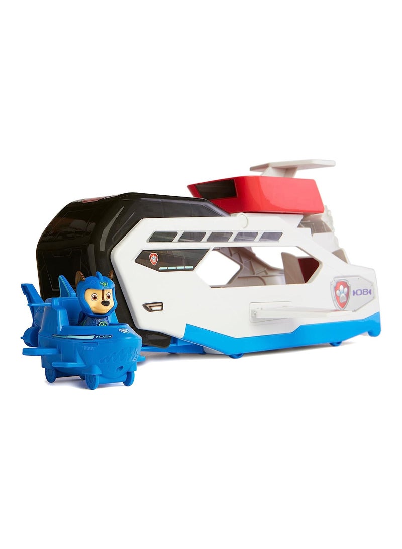 Paw Patrol Aqua Pups Whale Patroller Team Vehicle with Chase Action Figure, Toy Car and Vehicle Launcher, Kids Toys for Ages 3 and up