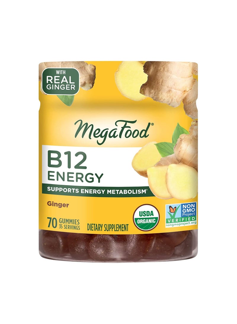 B12 Energy Supports Energy Metabolism Dietary Supplement, Ginger - 70 Gummies, 35 Servings