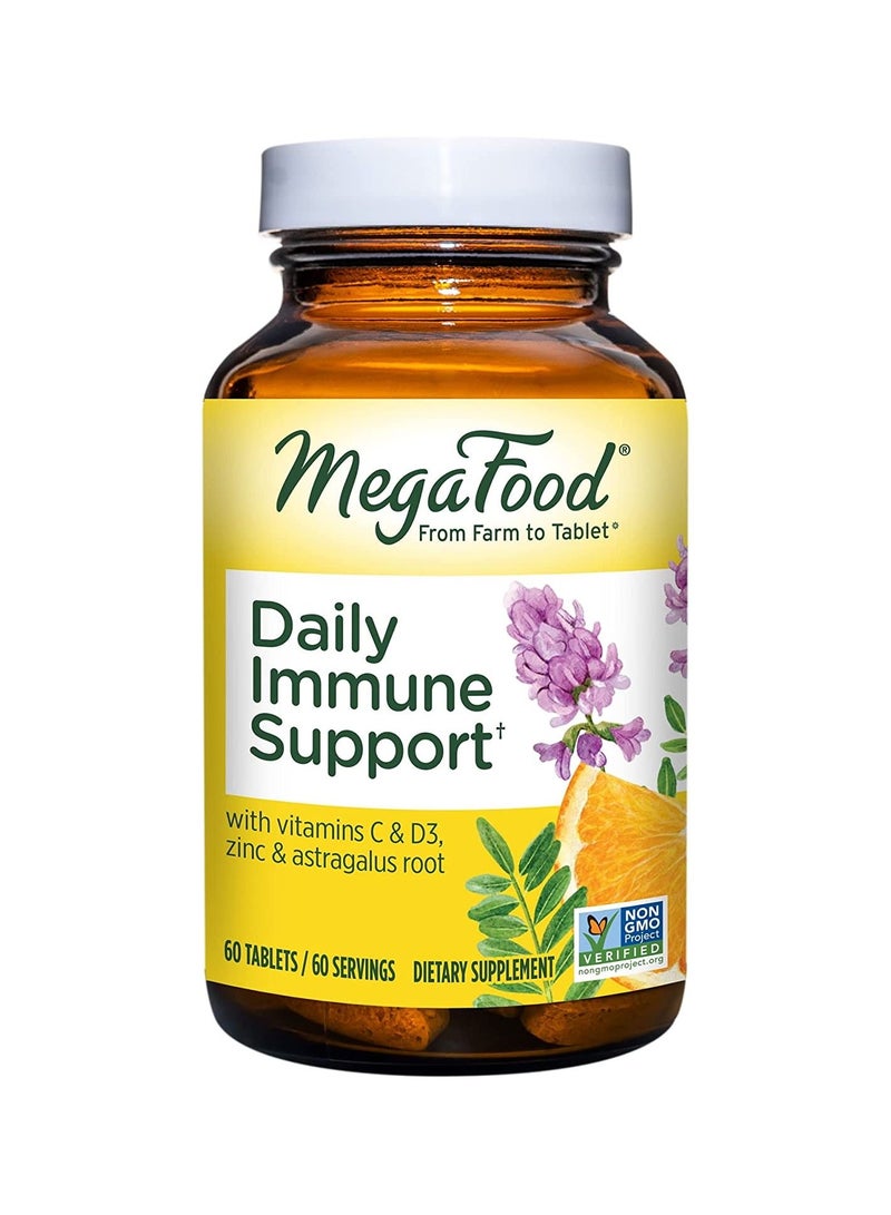 Daily Immune Support with Vitamins C & D3, Zinc & Astragalus Root Dietary Supplement - 60 Tablets / 60 Servings