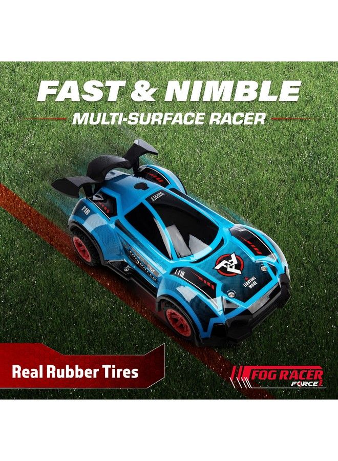 Fog Racer Remote Control Car For Kids Fast Rc Car High Speed Led Light Race Car Toy With Fog Mist 2 Car Shells 5 Led Modes 2.4 Ghz Remote Rechargeable Toy Car For Boys And Girls (Red/Blue)