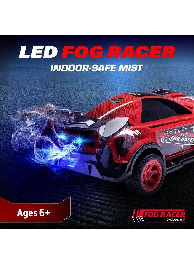 Fog Racer Remote Control Car For Kids Fast Rc Car High Speed Led Light Race Car Toy With Fog Mist 2 Car Shells 5 Led Modes 2.4 Ghz Remote Rechargeable Toy Car For Boys And Girls (Red/Blue)