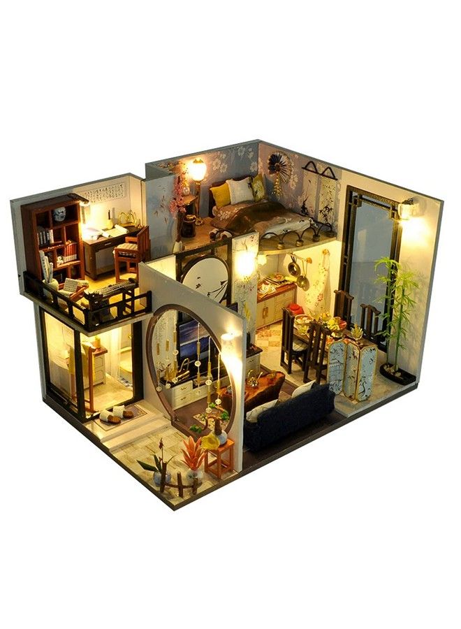 Dollhouse Miniature With Furniture Kit Handmade Chinese Style Loft Diy House Model For Teens Adult Gift (Bamboo Shadow Jiangnan)