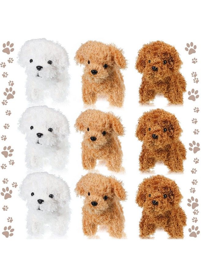 9 Pieces Mini Dog Stuffed Animals Bulk Plush Puppy Party Favors Small Stuffed Soft Baby Puppies Birthday Gift For Kids Girls Boys Backpack Pendant Keychain (Curly Puppy)