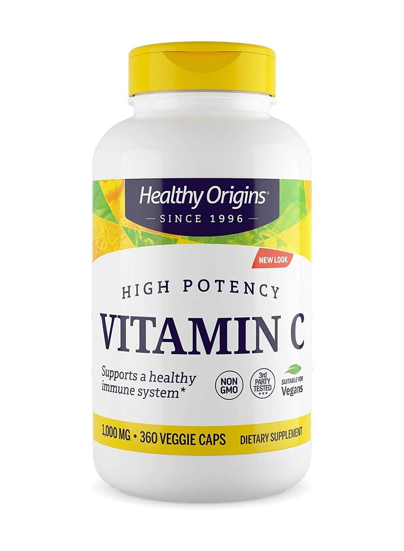 Vitamin C High Potency Supports a Healthy Immune System 1000mg Dietary Supplement - 360 Veggie Caps