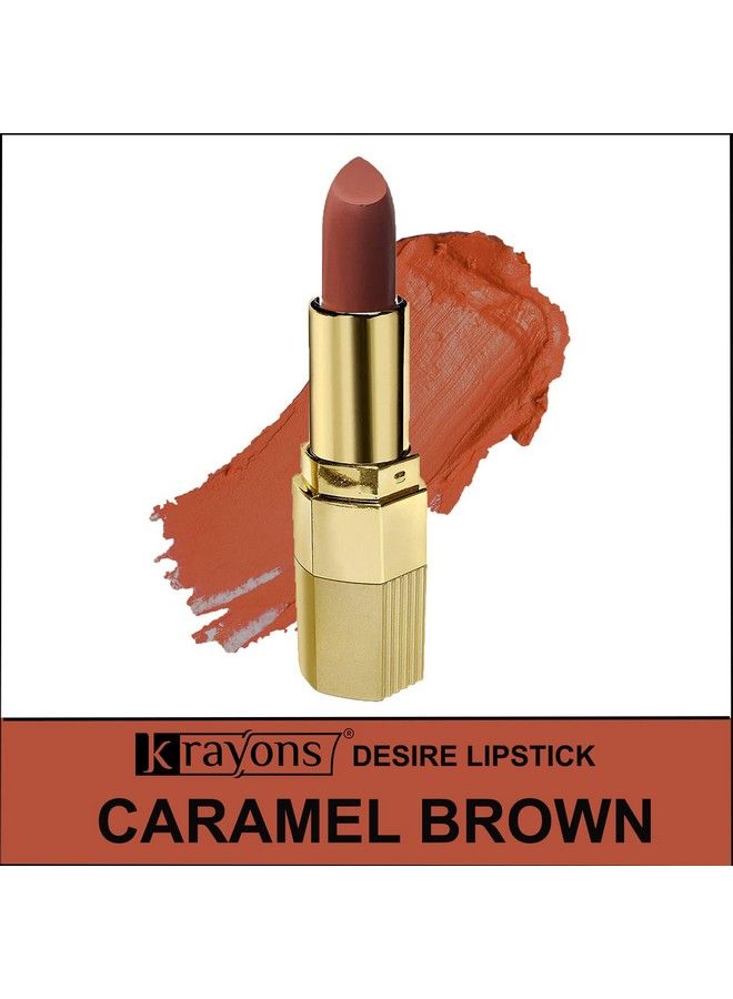 Desire Matte Lipstick Highly Pigmented Longlasting 3.5G Each Combo Pack Of 3 (Caramel Brown Scarlet Red Cherry Love)