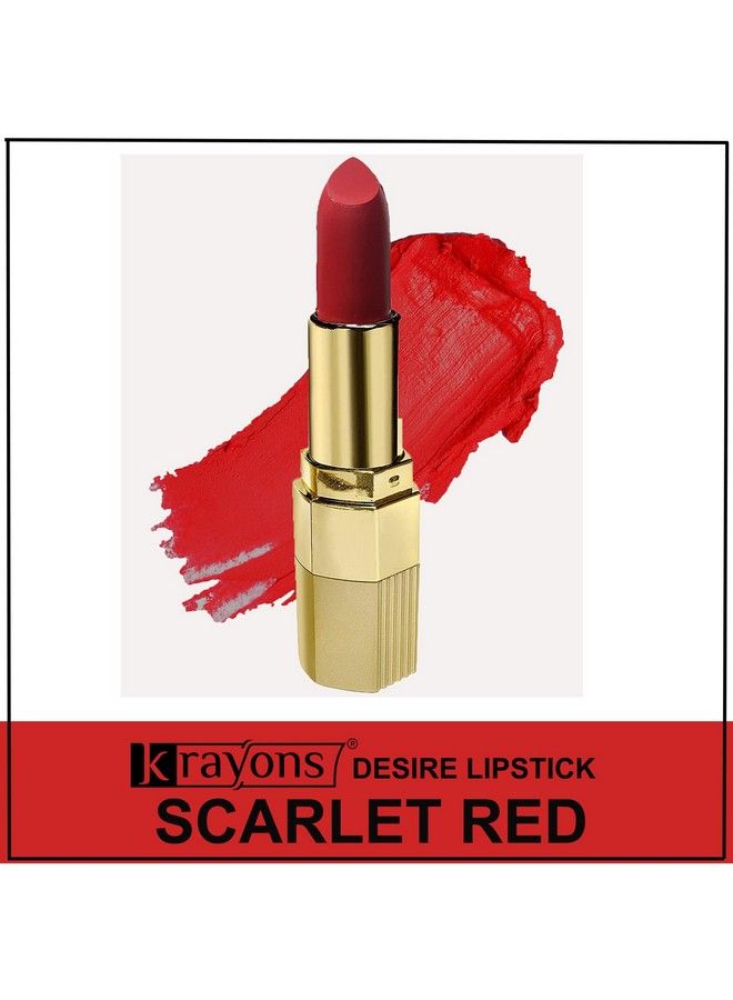 Desire Matte Lipstick Highly Pigmented Longlasting 3.5G Each Combo Pack Of 3 (Caramel Brown Scarlet Red Cherry Love)