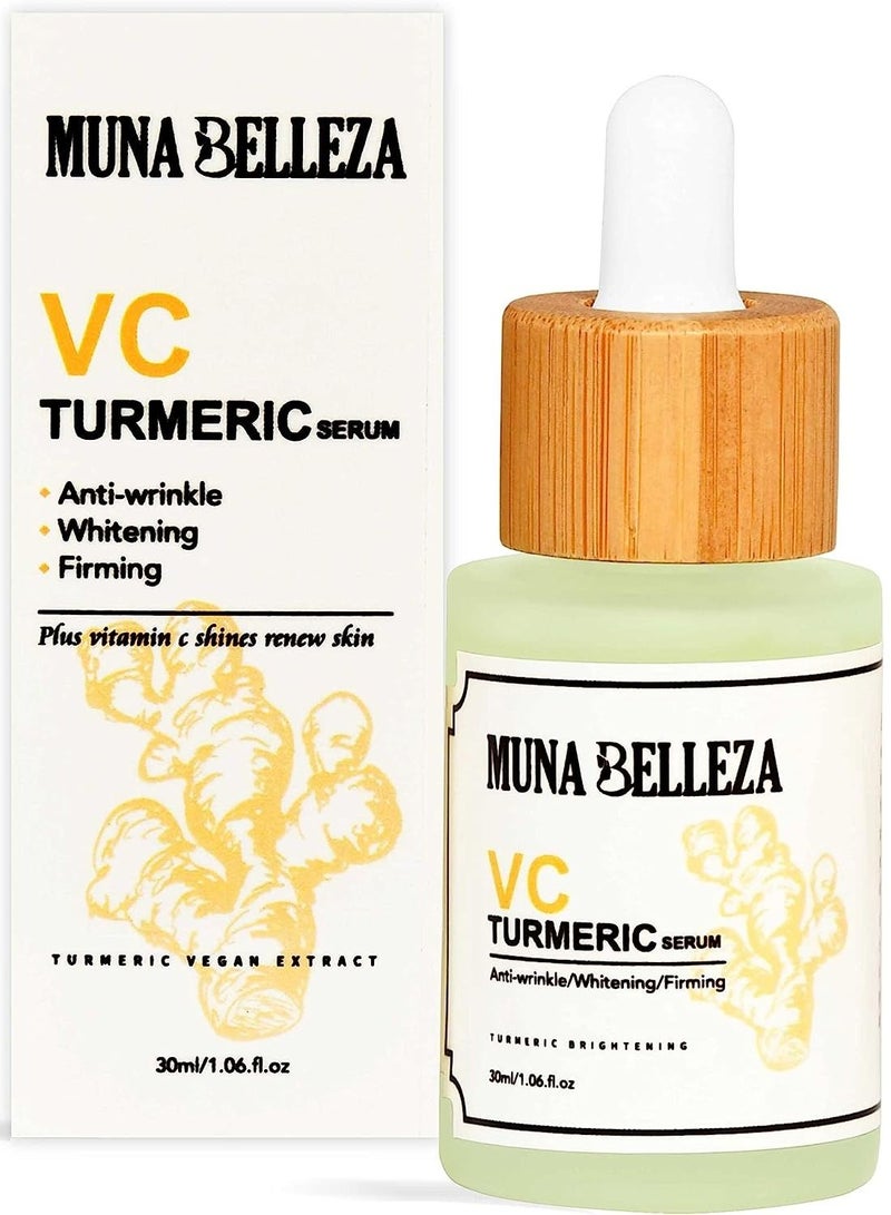 Vitamin C Turmeric Face Serum - Dark Spot Corrector - Skin Brightening - Anti-Aging & Wrinkle Facial Treatment - Vitamin C and Hyaluronic Acid for Radiant Complexion, 30ml