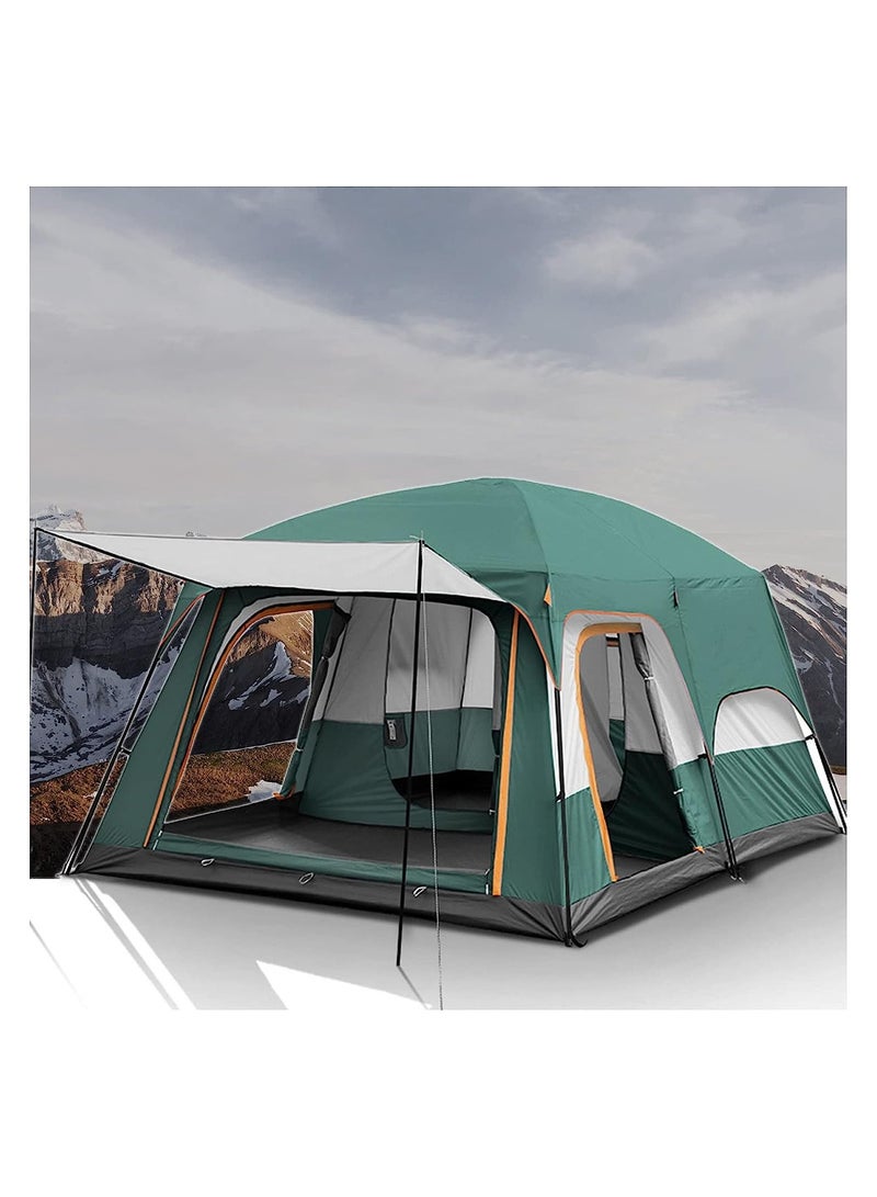 Toby's Camping Tent with 2 Extra Dark Sleeping Cabins for 5-12 Person Outdoor Double Layer Family Tent Waterproof Windproof Beach Tent Sun Shelter Dome Tent for Festivals Garden