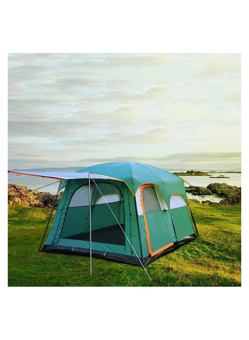 Toby's Camping Tent with 2 Extra Dark Sleeping Cabins for 5-12 Person Outdoor Double Layer Family Tent Waterproof Windproof Beach Tent Sun Shelter Dome Tent for Festivals Garden