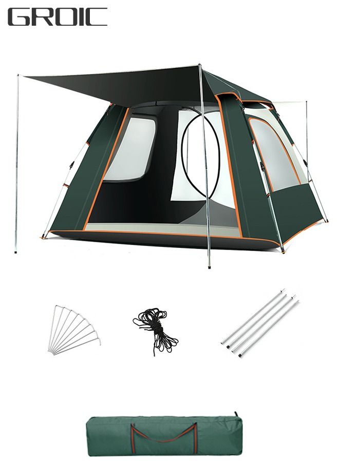 Pop up Outdoor Camping Tent  with Caring Bag Automatic Lightweight Waterproof for Hiking or Beach-Dark Green