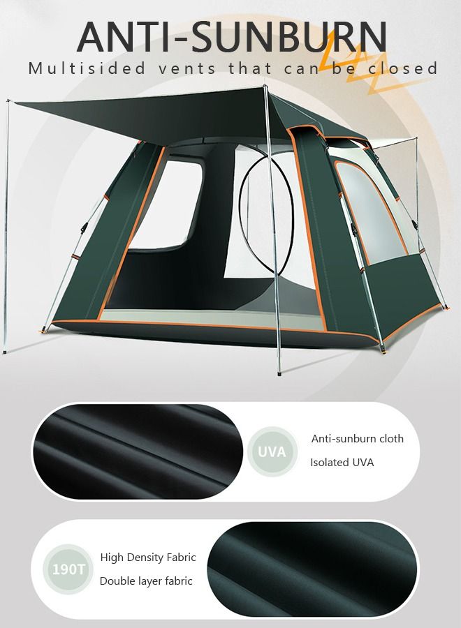 Pop up Outdoor Camping Tent  with Caring Bag Automatic Lightweight Waterproof for Hiking or Beach-Dark Green