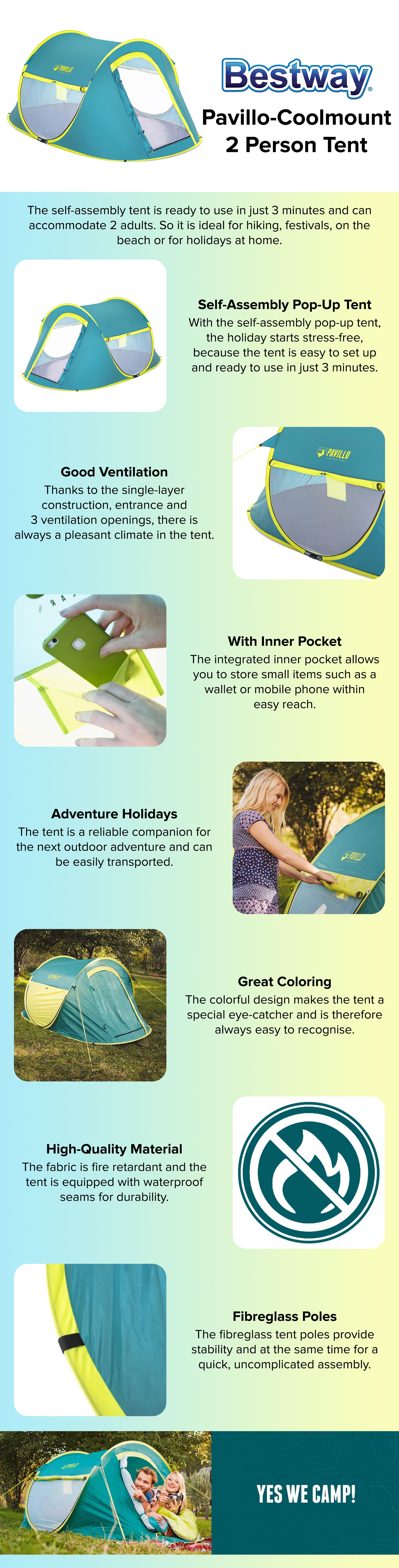 Pavillo-coolmount 2person Tent 2.35mx1.45mx1.00m (1 Layer 190t Polyester Pu Coated) 26-68086 145cm