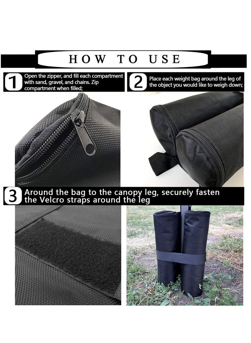 4 Pack Gazebo Weights Bags, Sandbag Weight 1680D Heavy Duty Sand Bags with Buckle, Tent for Pop up Canopy Sun Shades, Umbrella, Trampolines Feet Bag