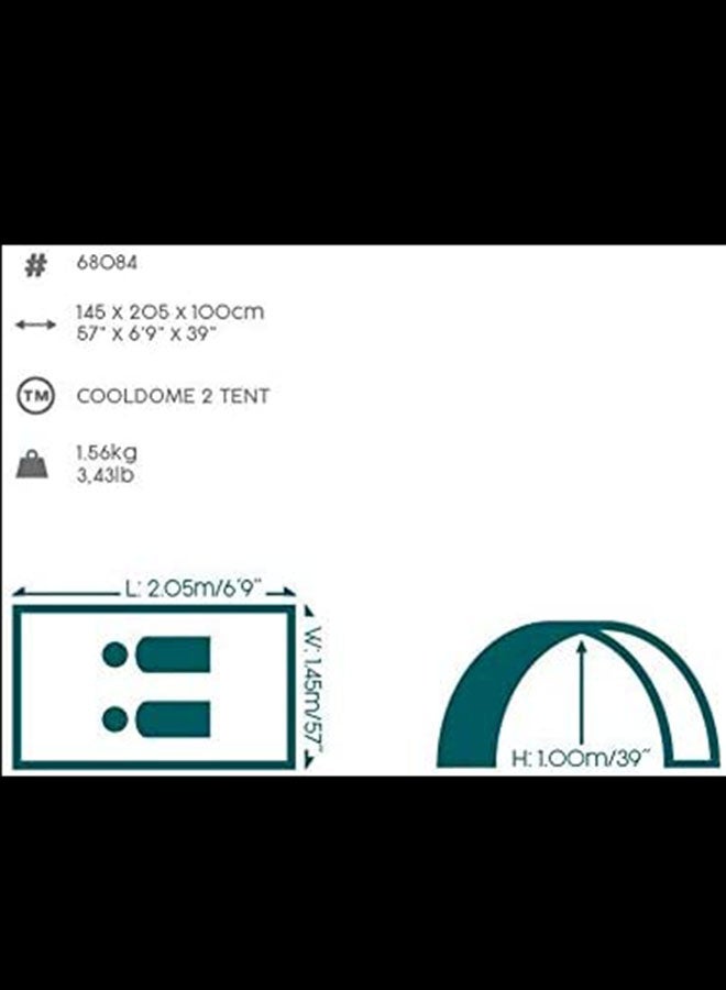 Pavillo-cooldome 2person Tent 1.45m X 2.05m X 1.00m (1 Layer 190t Polyester Pa Coated) 26-68084 1.45 x 2.05 x 1meter 1.45 x 2.05 x 1meter