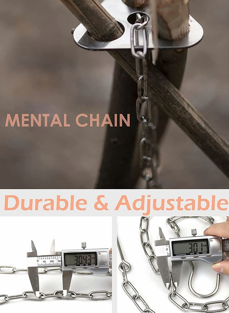Camping Tripod Board with Adjustable Chain for Suspending Pots over Fire Cooking By Turning Branches into Campfire Tripod, Perfect Outdoor Equipment