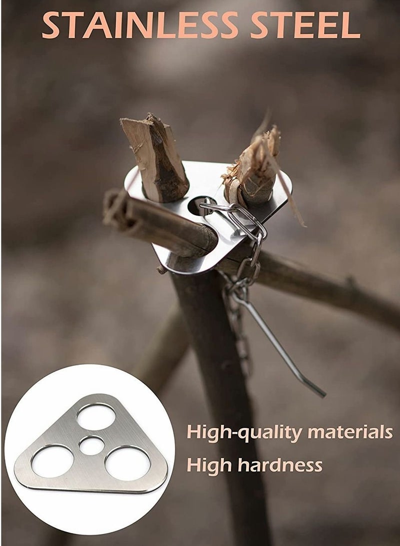 Camping Tripod Board with Adjustable Chain for Suspending Pots over Fire Cooking By Turning Branches into Campfire Tripod, Perfect Outdoor Equipment