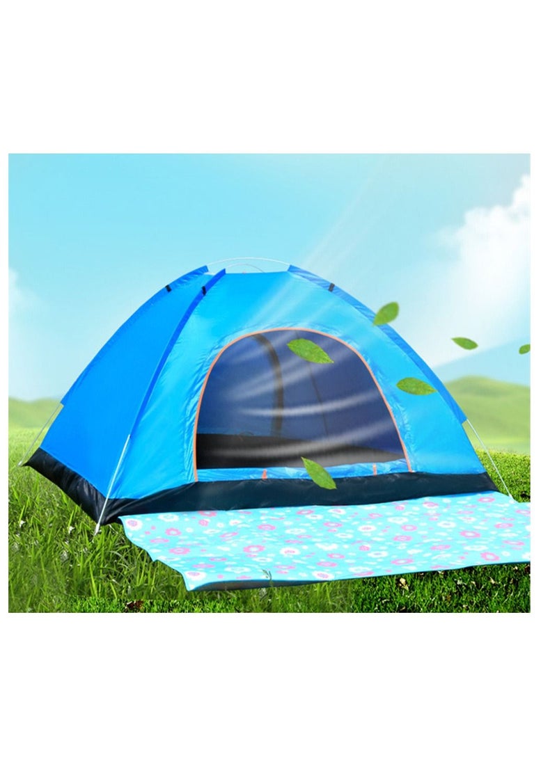 Blue Camping Tent 3-4 Person Family Tents Waterproof Sun Shelter Outdoor Camp Beach Picnic Backpacking