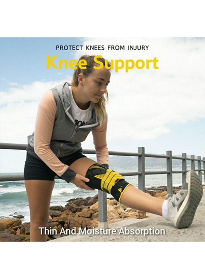 HJ K01 Wing Professional External Stabilized Patella Knee Brace Yellow/M