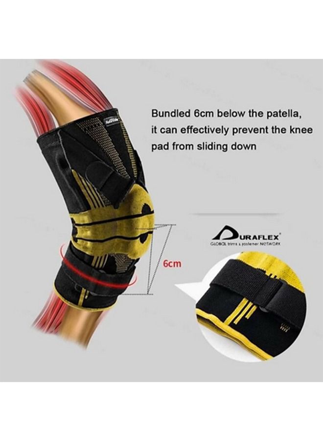 HJ K01 Wing Professional External Stabilized Patella Knee Brace Yellow/M