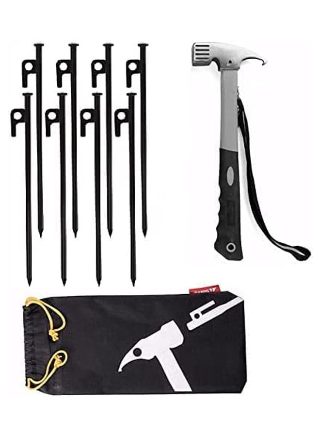 Sahara Sailor Tent Stakes, Tent Stakes and Camping Hammer, Heavy Duty Iron Tent Stakes with Heavy Duty Tent Mallet Hammer and Storage Bag, Tent Pegs, for Camping, Hiking, Gardening