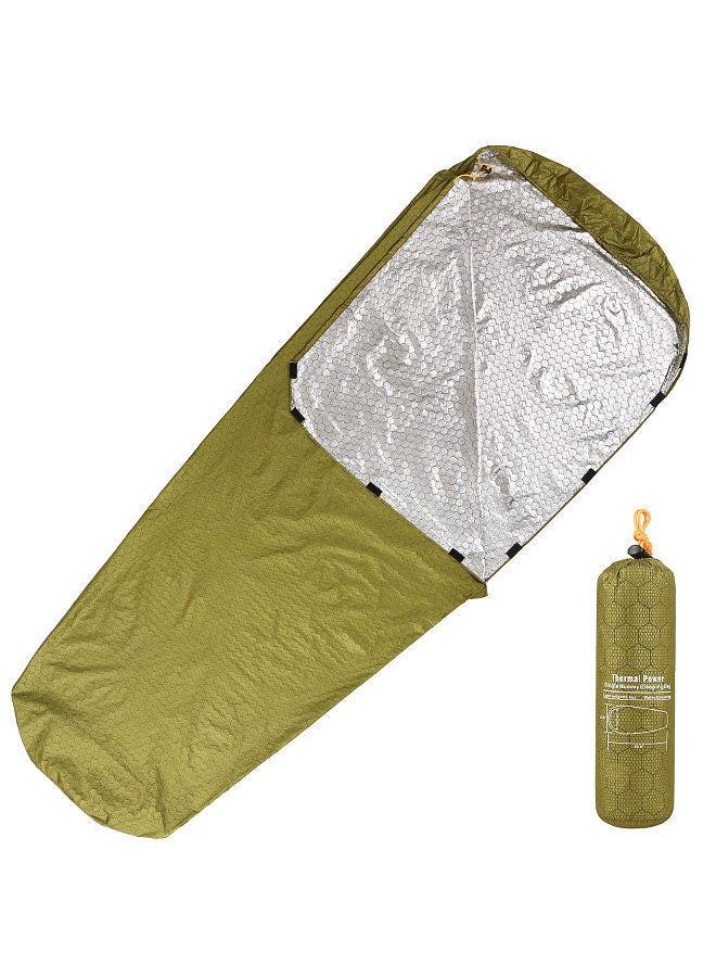 Emergency Sleeping Bag Lightweight Waterproof Thermal Emergency Blanket Survival Gear for Outdoor Adventure Camping Hiking Backpacking Green