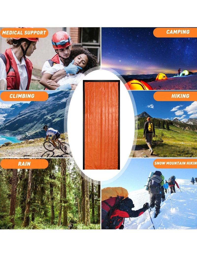 2PCS Lightweight Emergency Sack Survival Compact Survival Sleeping Bag Waterproof Thermal Emergency Blanket Multi-use Survival Gear for Outdoor Hiking Camping