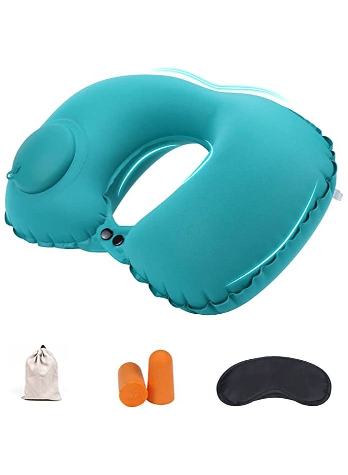Inflatable Travel Pillow, Neck Pillow for Travel Portable Neck Support Pillow for Airplanes/Cars/Buses/Trains/Office Napping, Ergonomic Pillow for Neck Lumbar Support, Portable Hiking Folding Pillow