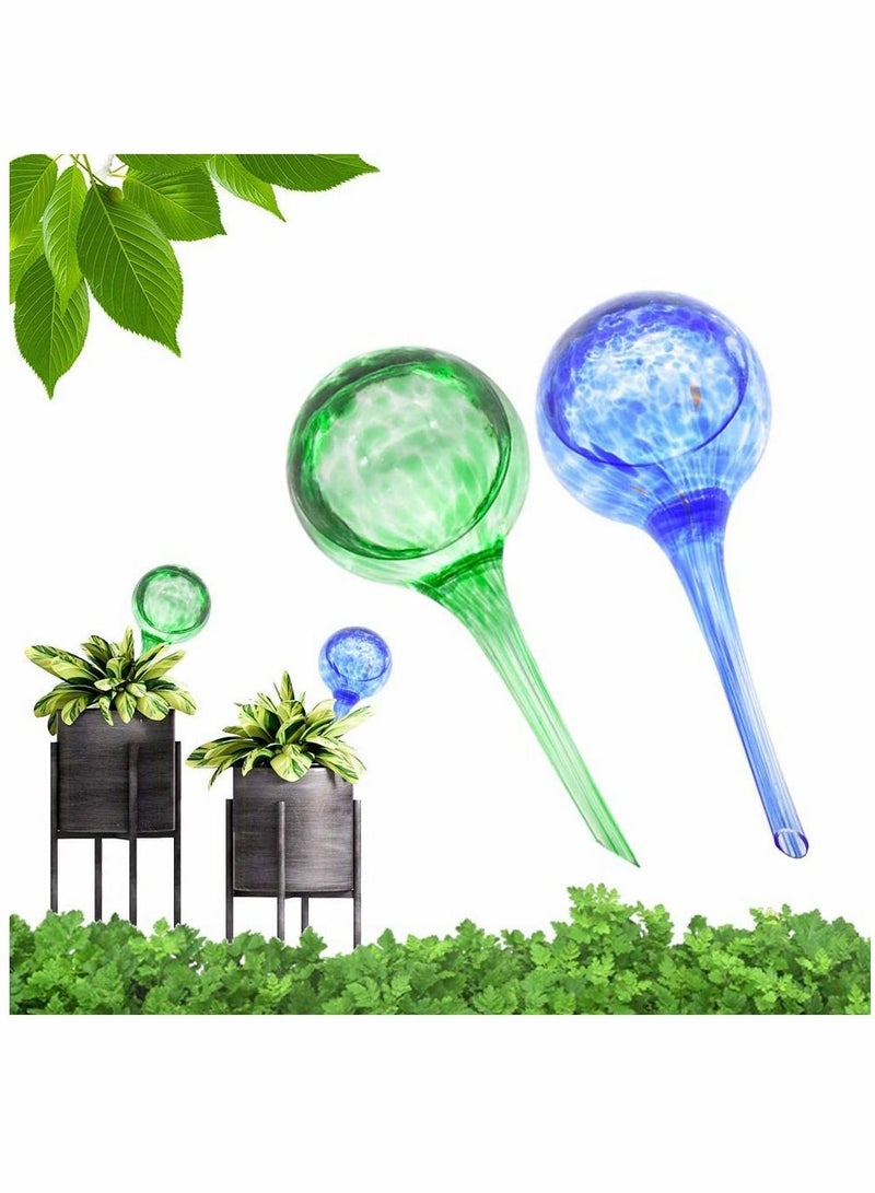 Indoor Plant Watering, Globes Automatic Self Water, Bulbs Aqua Water, Globe Irrigation Device Decorative, Hand-Blown Glass (Green + Blue)