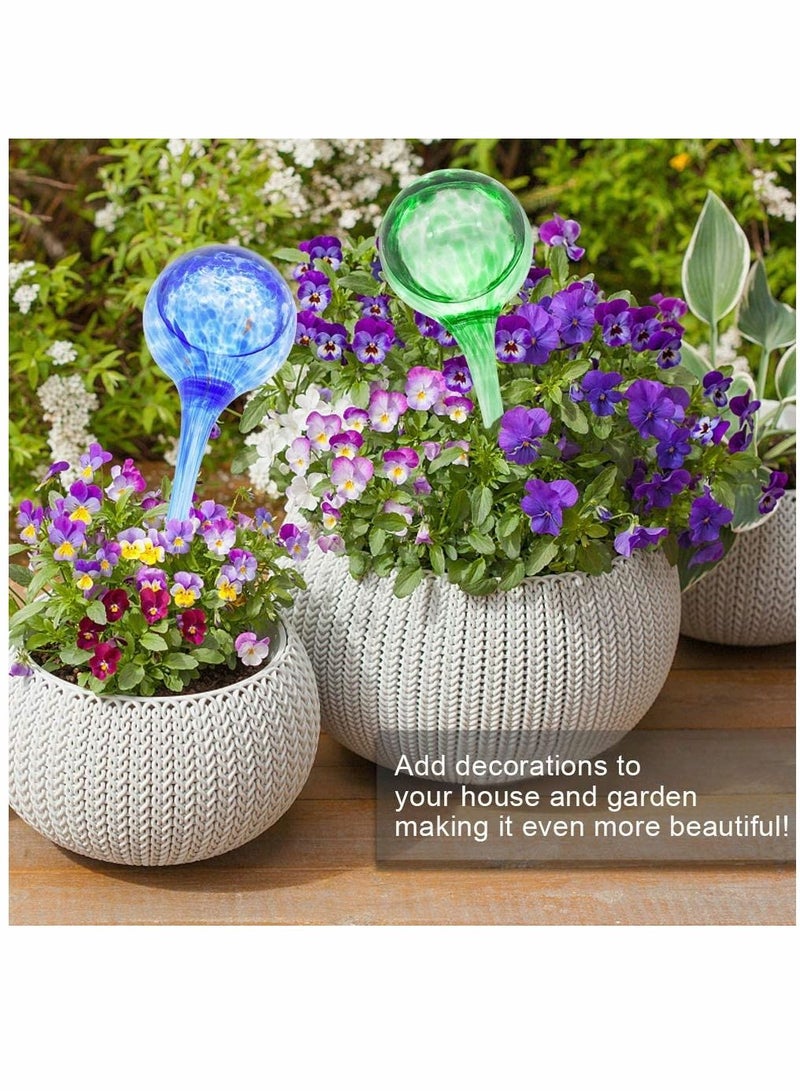 Indoor Plant Watering, Globes Automatic Self Water, Bulbs Aqua Water, Globe Irrigation Device Decorative, Hand-Blown Glass (Green + Blue)