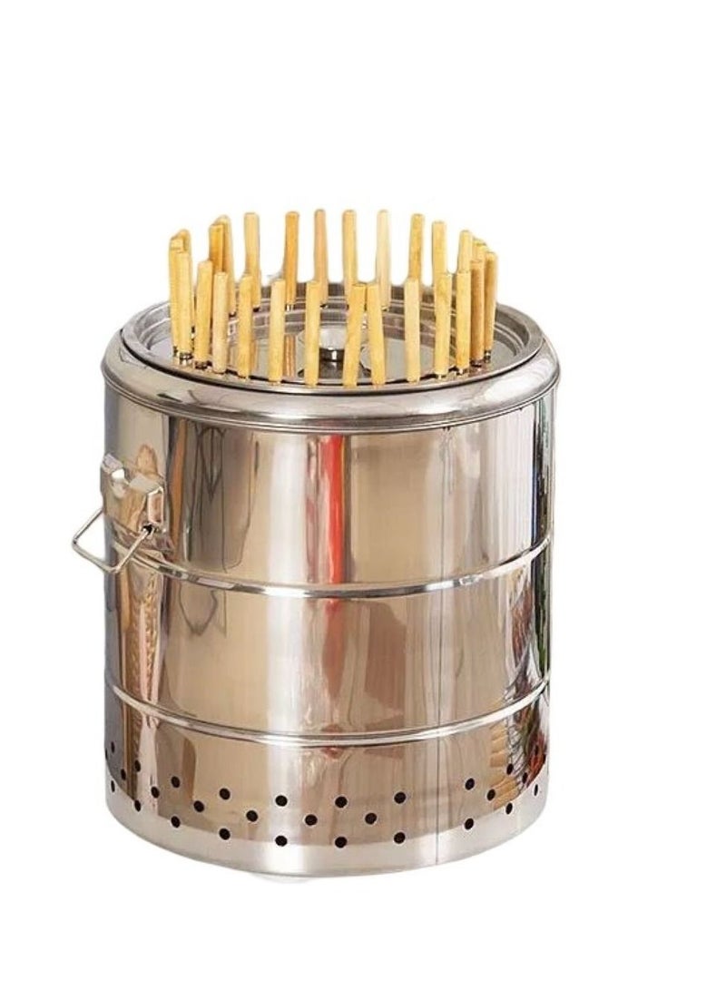 Portable BBQ Oven Smokeless Charcoal Grill Stove Stainless Steel 28 Stick
