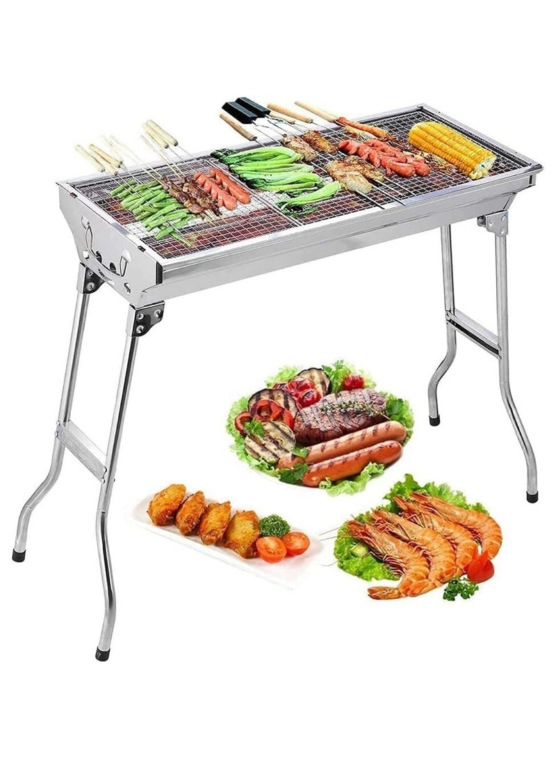 BBQ Grill Stainless Steel Outdoor Bharcoal Barbecues & Smokers Portable Colding Camping Table With Storage Lightweight 73 CM X 33 CM X 70 CM