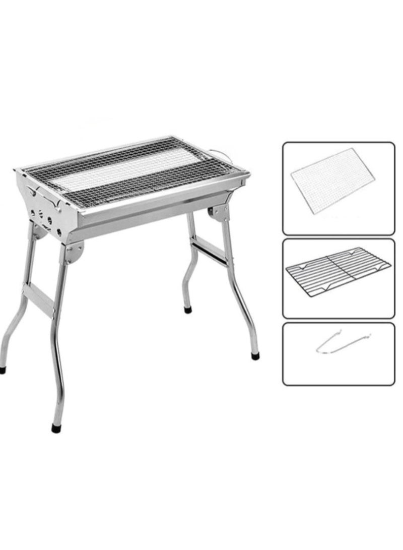 BBQ Grill Stainless Steel Outdoor Bharcoal Barbecues & Smokers Portable Colding Camping Table With Storage Lightweight 73 CM X 33 CM X 70 CM